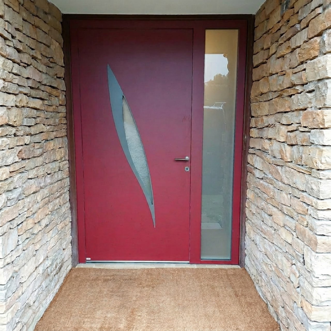 Porte d'entrée alu rouge